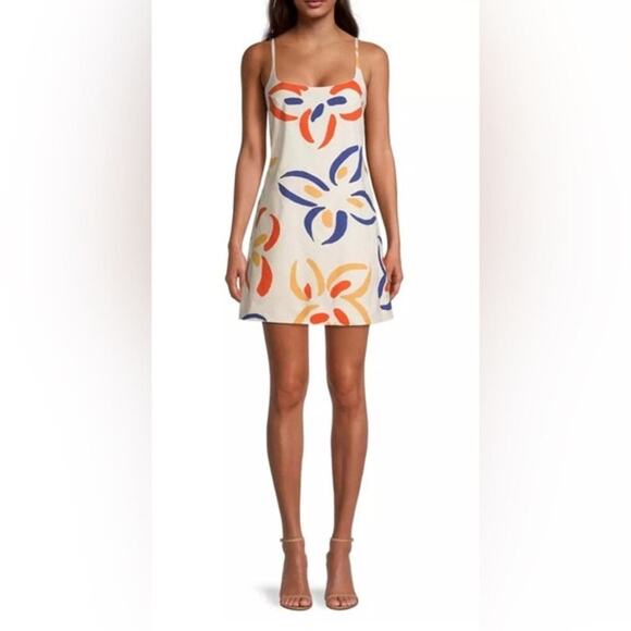 REBECCA TAYLOR White Multicolored Flame Fleur Skirted Romper Size 0 - Picture 1 of 8